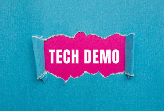 Tech Demo message written on ripped torn paper background. Conceptual Tech Demo symbol. Copy space.