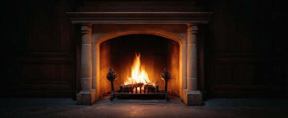 the fireplace flames dance like joy in a snug little nest of warmth
