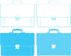 Four Different Blue Briefcase Illustrations in Various Styles and Designs