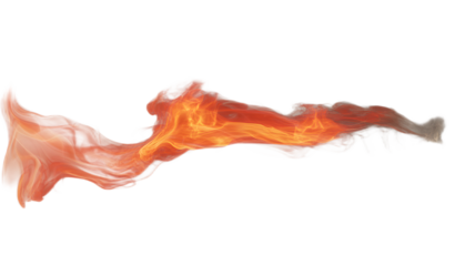 Vibrant orange flames dancing against a Transparent background