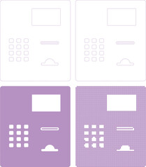 Four Different Colored Control Panel Designs with Various Patterns and Shapes