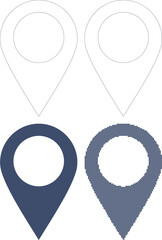 Four different map pin icons in various styles and colors for navigation and location purposes