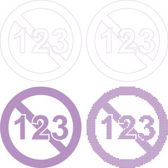 Four purple icons with numbers and arrows in circular shapes