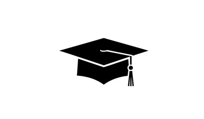 Square academic graduation cap icon flat vector illustration on white background