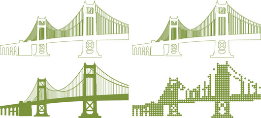 Golden Gate Bridge San Francisco Illustrations in Green