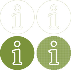 Green and white information icons in different styles and colors