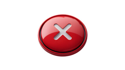 Obraz premium Red delete button with white cross on Transparent background