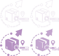 Logistics and delivery concept with boxes and location icons