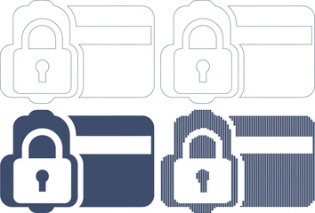 Secure credit card and debit card icons with padlock symbols for safe transactions online