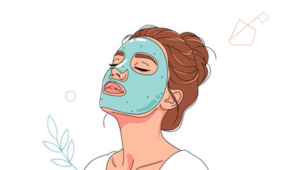 Woman relaxing with a cooling gel mask for skincare and beauty treatment concept