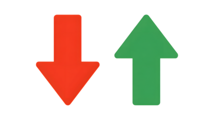 Green arrow pointing up and red arrow pointing down 