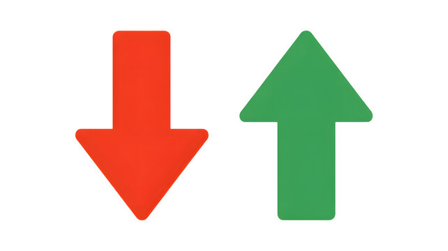 Green arrow pointing up and red arrow pointing down 