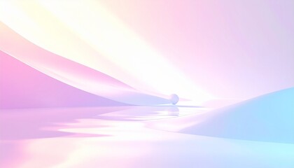 Serene Landscape: Abstract ethereal landscape with soft pastel hues, the subtle curves and gentle gradients creating a calming and dreamy environment.