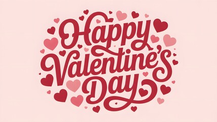 Happy valentine's day festive greeting with stylish typography and a scattering of red and pink hearts