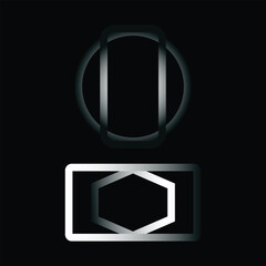 Abstract geometric symbols interlocking shapes on black background