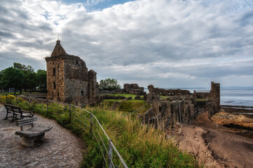 St Andrew's Castle, located on a rocky promontory in St Andrews, Fife, Scotland.