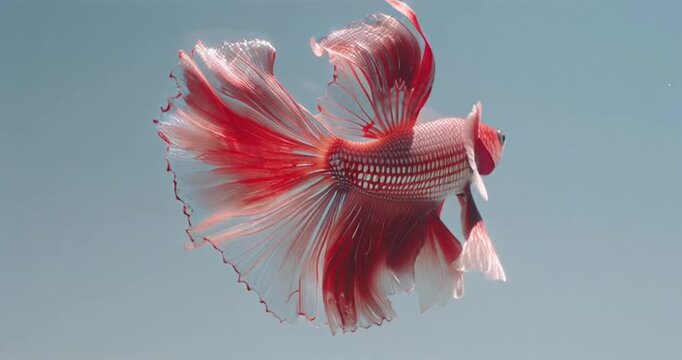 Cinematic animation of a vibrant beta fish swimming in an underwater environment