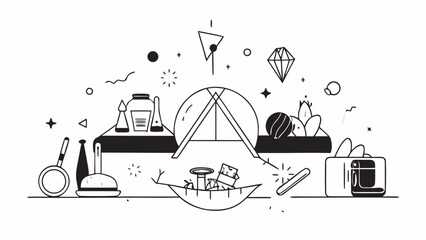 Adventure collection line art illustration Vector © Rana