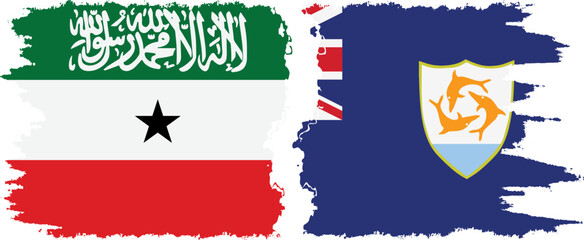 Anguilla and Somaliland grunge flags connection, vector