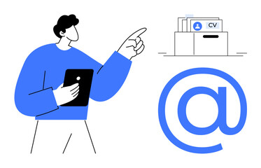 Recruitment concept. Recruitment by a professional profile, CV files, and digital communication. Recruitment streamlines hiring in digital workflows. Perfect for HR, talent acquisition, career