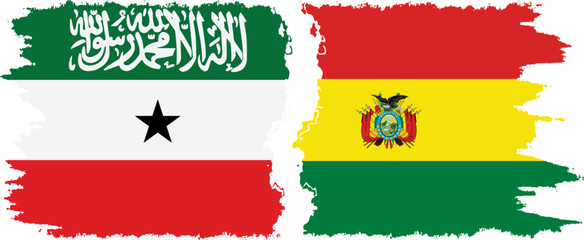 Obraz premium Bolivia and Somaliland grunge flags connection, vector