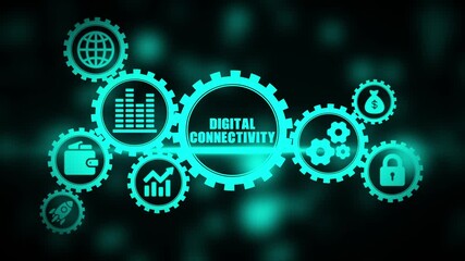 Digital Connectivity Concept with Gears and on Dark Background technology business - Powered by Adobe