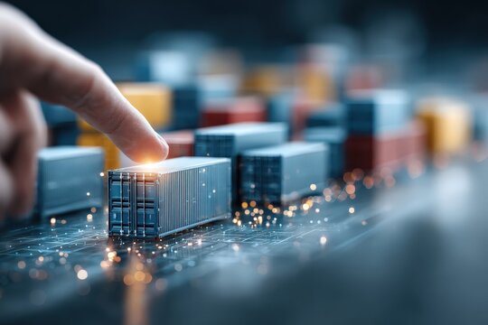 Logistics expert demonstrates modern supply chain management with global distribution tracking and inventory control using digital tools - Powered by Adobe