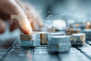 Logistics expert demonstrates modern supply chain management with global distribution tracking and inventory control using digital tools