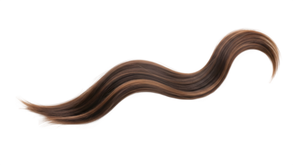 Wavy brown hair strand on black background