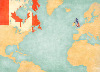 Map of North Atlantic Ocean - Canada and United Kingdom © Tindo