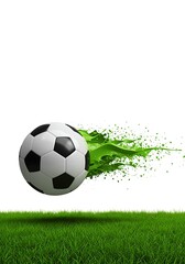 Dynamic Soccer Ball in Motion on Green Field Background