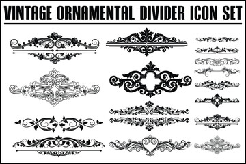 Vintage Ornamental Divider Icon Set &ndash; Classic Floral Calligraphy Elements