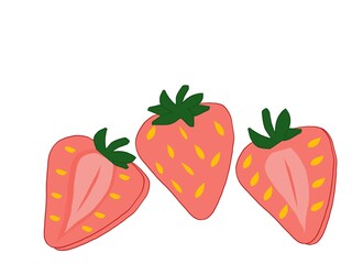 Strawberry illustration on a clean white background. Playful, sweet, and minimal style, perfect for kids designs, stationery, stickers or other 