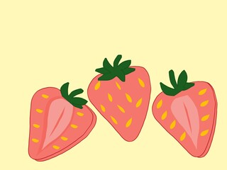 strawberry vector illustration on yellow background