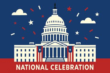 Flat vector Capitol building, national celebration theme vector