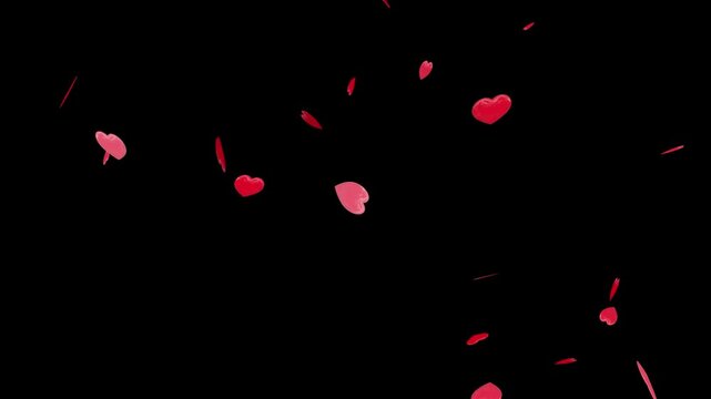 red moving hearts isolated on transparent background. alpha channel included. heart animation. hearts particles animation, social media live style animated hearts icon isolated.
