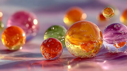 Dreamy abstract composition of glowing translucent bubbles pictures