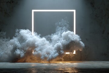 White smoke frame border on a transparent background for design and creative projects with high quality details