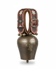 Traditional Swiss Alpine Cowbell with Embroidered Decorative Leather Strap