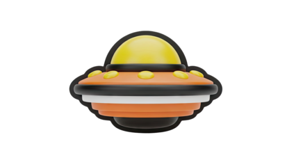 3D Rendered Orange and Yellow UFO