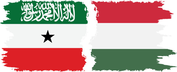 Obraz premium Hungary and Somaliland grunge flags connection, vector