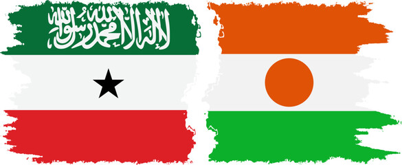 Niger and Somaliland grunge flags connection, vector