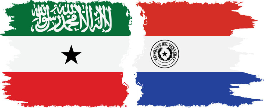 Paraguay and Somaliland grunge flags connection, vector