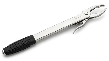 Obraz premium A long-handled fishing grip or pliers with a black ergonomic handle and sturdy stainless steel jaws.