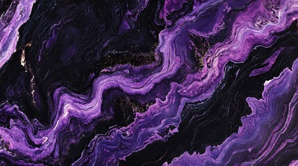 Black marble with bright purple veins, rich and striking color contrast .