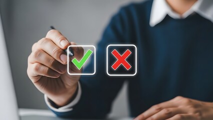 A person choosing between right and wrong options