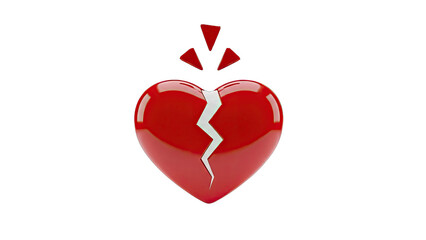3D Render of a Broken Red Heart with Shattered Pieces