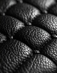 Close-up Macro Shot of Black Leather Texture with Deep Creases and Folds.