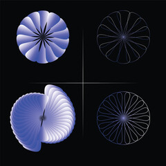 Abstract Blue Radial Gradient Forms on Black