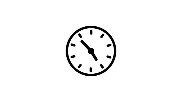 Simple black outline icon of a clock on a white background symbol time